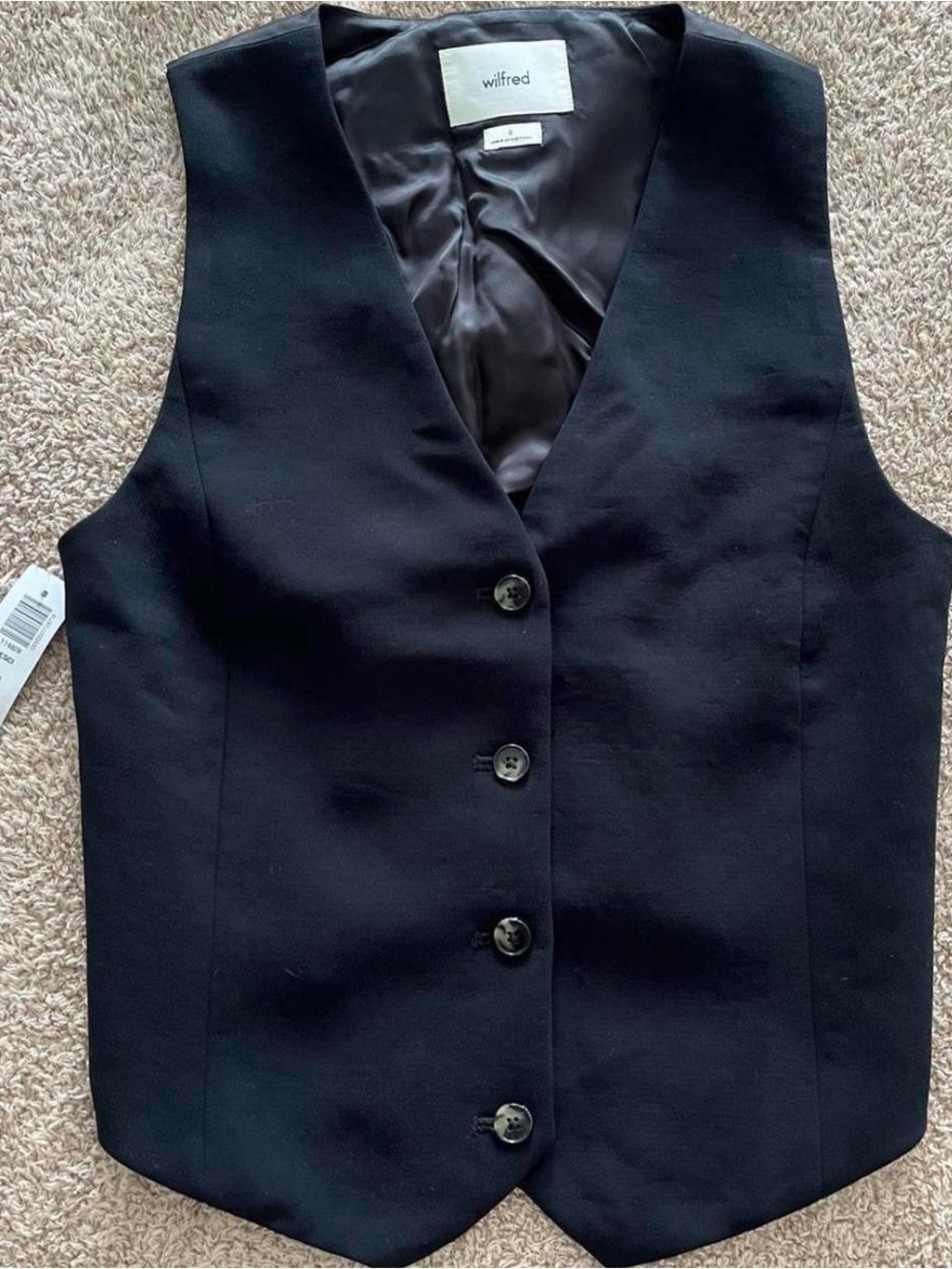 Wilfred Black Pesci Tailored Button Vest